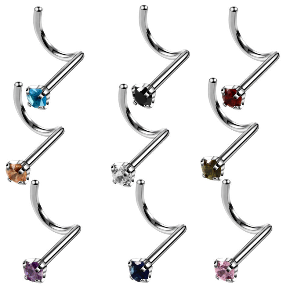 Round Zircon Nose Color Human Body Rings