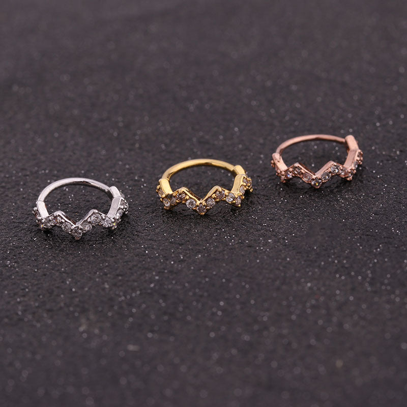Inlaid Zircon Nose Copper Ear Bone Earrings