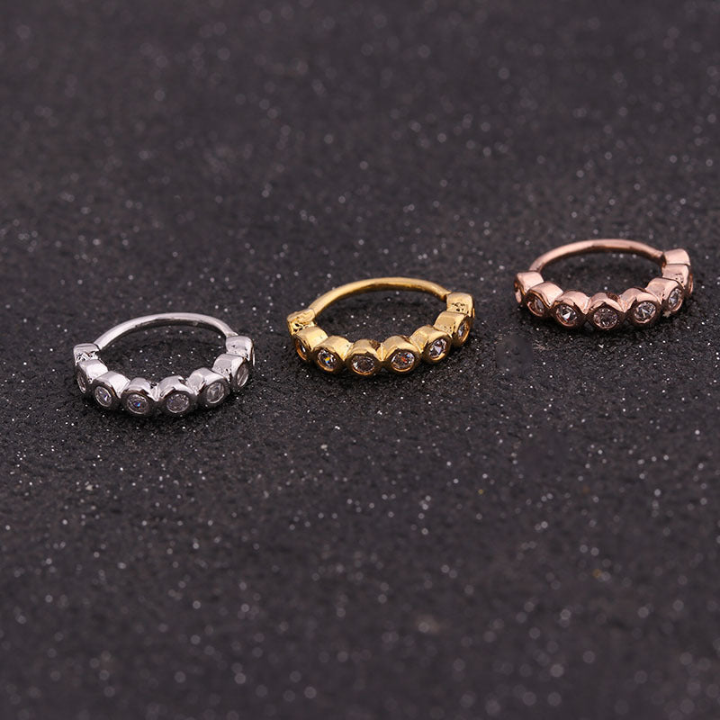 Inlaid Zircon Nose Copper Ear Bone Earrings