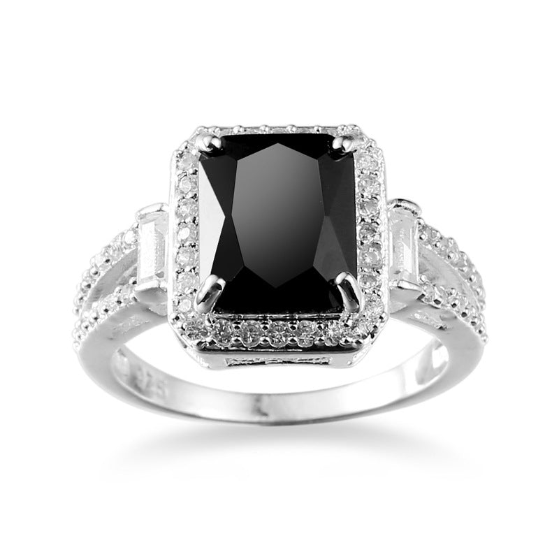 Women's & Men's Ornament Creative Couple Fashion Black Zircon Rings
