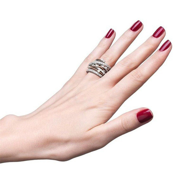 Women's Rhinestone Zircon Creative Cross Color Separation Ring