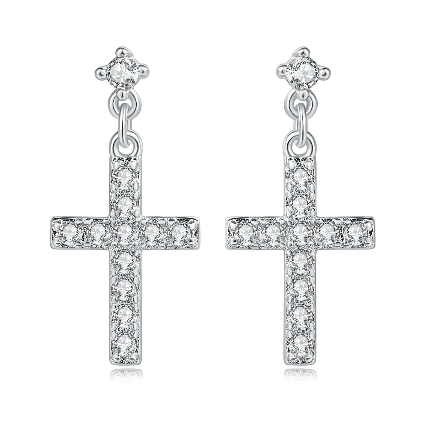 Hip Hop Full Diamond Cross Eardrops Male Earrings