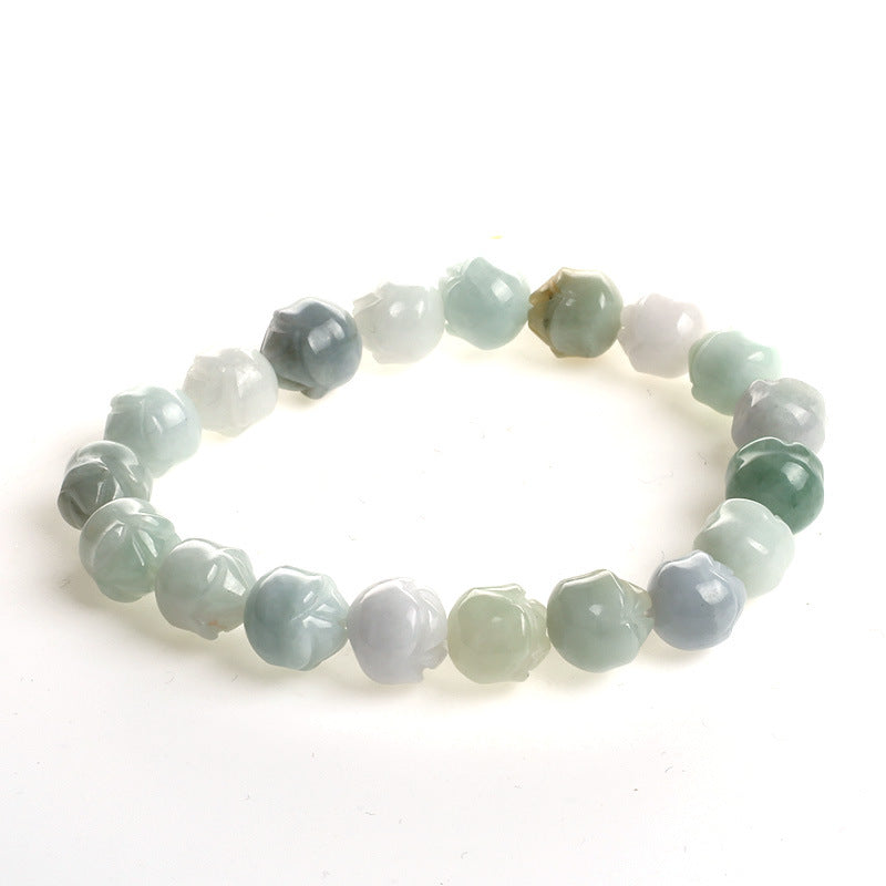 Women's Natural Emerald Rose String Beads Light Luxury High-grade Jade Cultural Bracelet