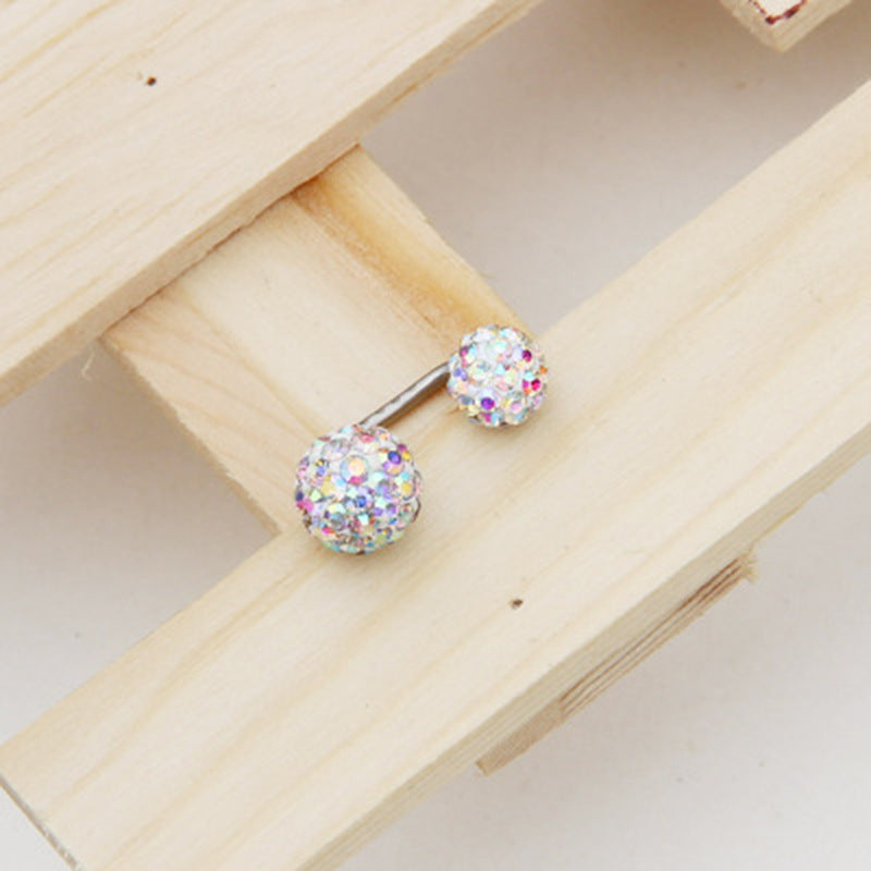 Ball Full Diamond Polymer Clay Double-headed On Back Of Ear Stud Earrings
