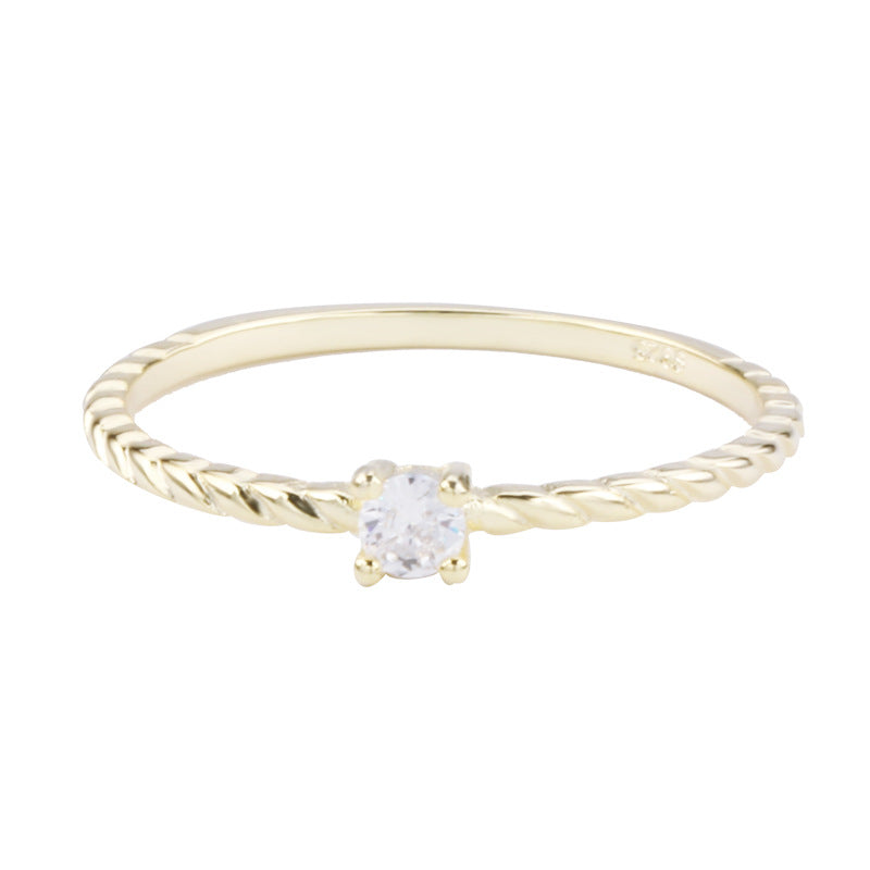 Style Minimalist Single Zirconium Diamond Basic Rose Gold Plated Ring