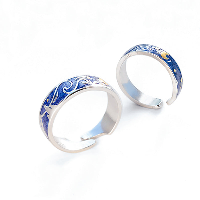 Starry Sky Open Female Male Personality Rings
