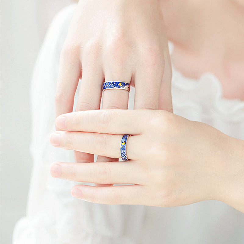Starry Sky Open Female Male Personality Rings