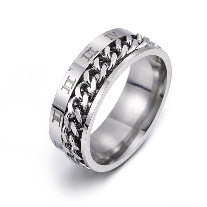 Men's Personalized Roman Numerals Titanium Steel Rotatable Rings