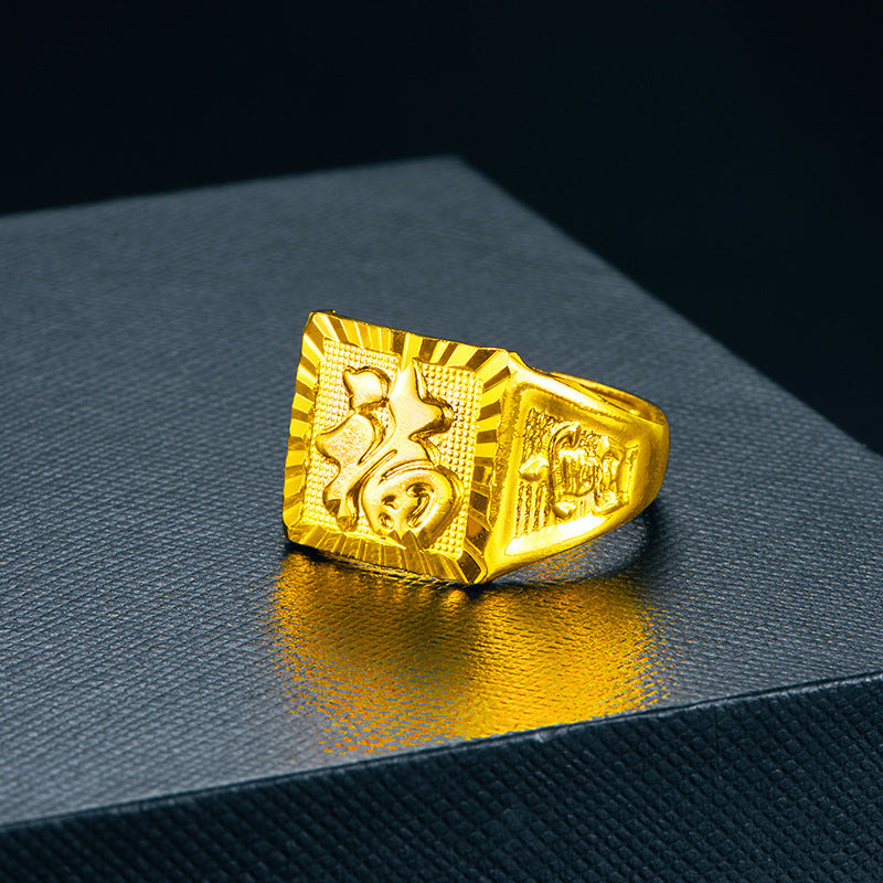 Men's Vietnam Sand Golden Fortune Opening Man's Rings