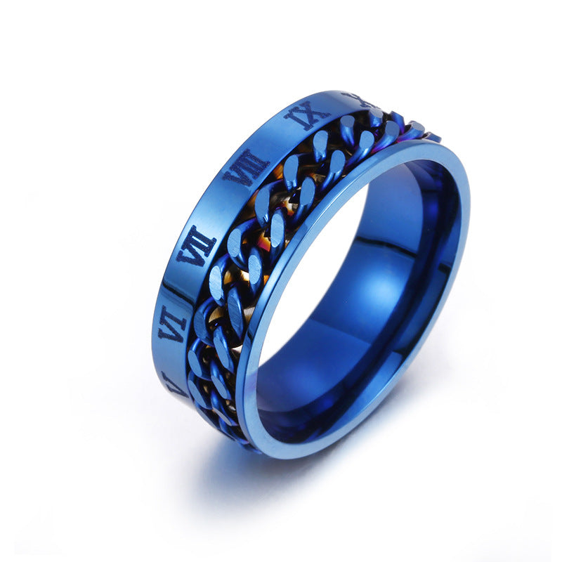 Men's Personalized Roman Numerals Titanium Steel Rotatable Rings