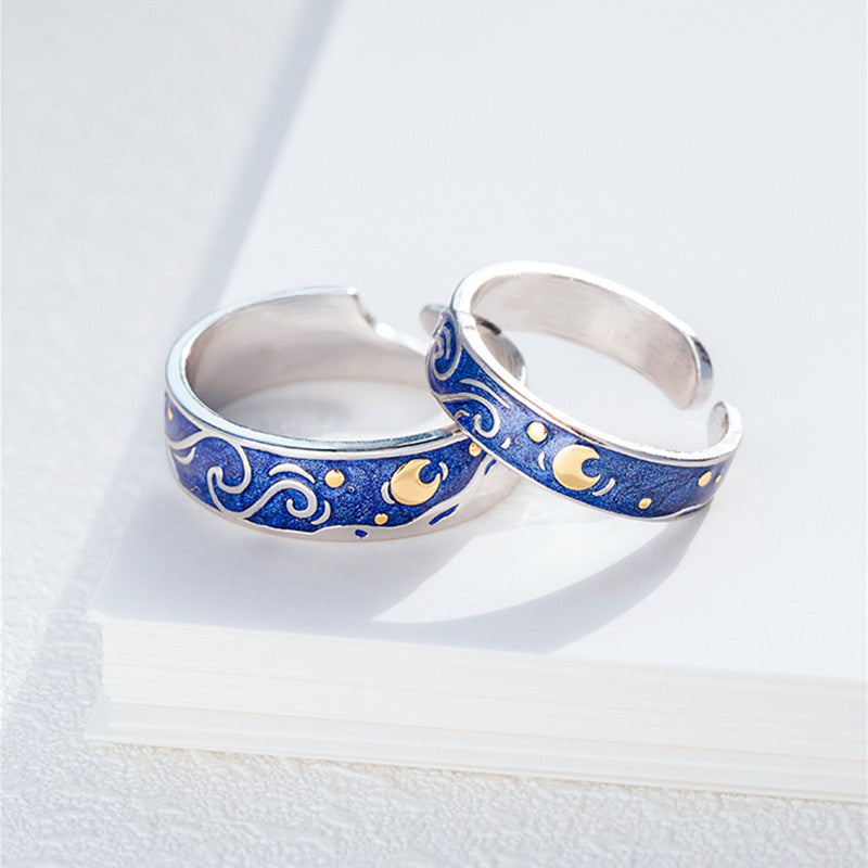 Starry Sky Open Female Male Personality Rings