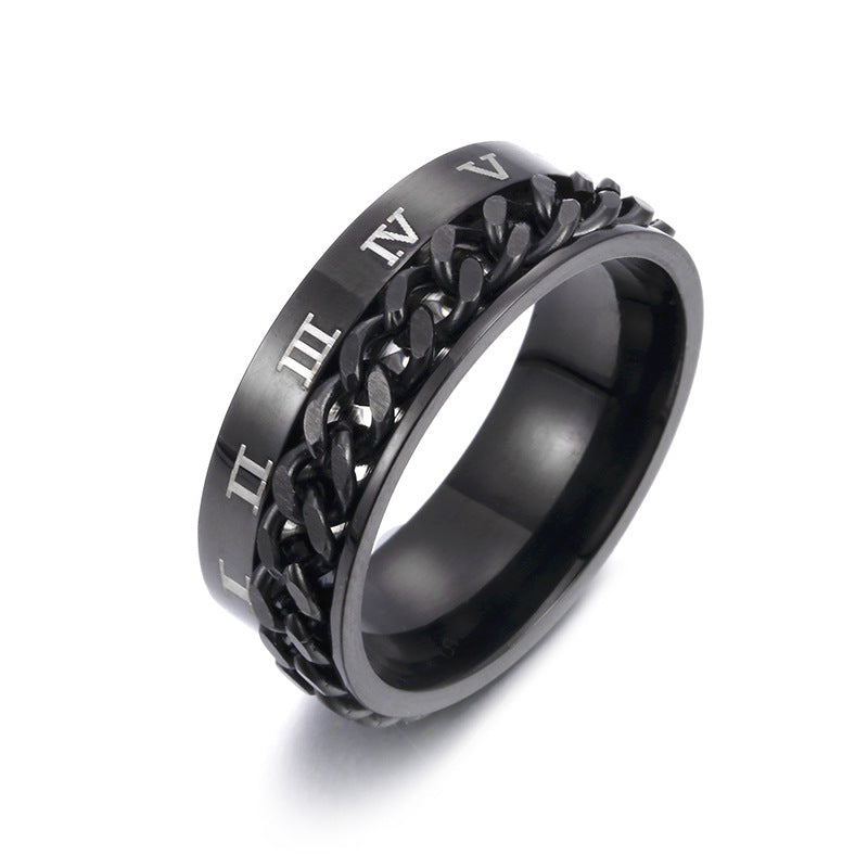 Men's Personalized Roman Numerals Titanium Steel Rotatable Rings