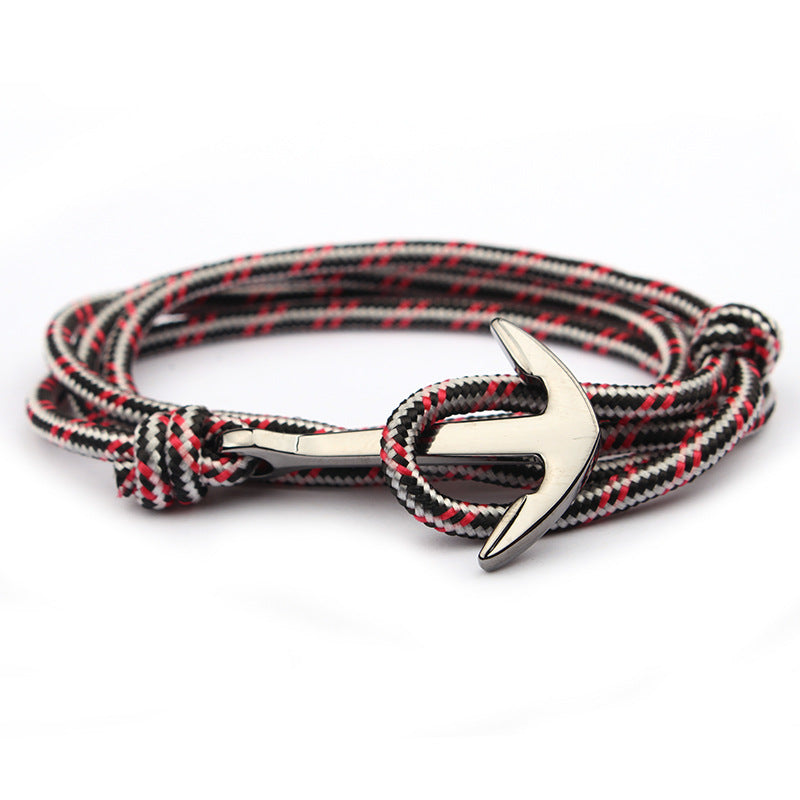 Navy Blue Color Nylon Rope Anchor Chain Couple Handmade Bracelet