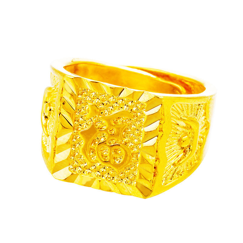 Men's Alluvial Gold Opening Pure Brass Plated Rings