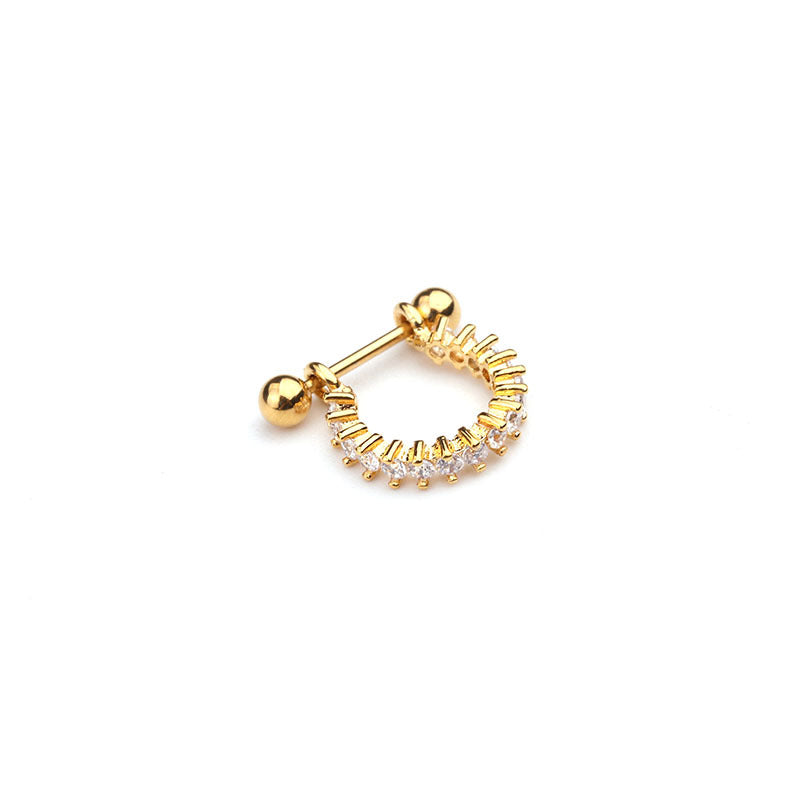 Zircon Soft Ear Bone Human Body Piercing Stud Earrings