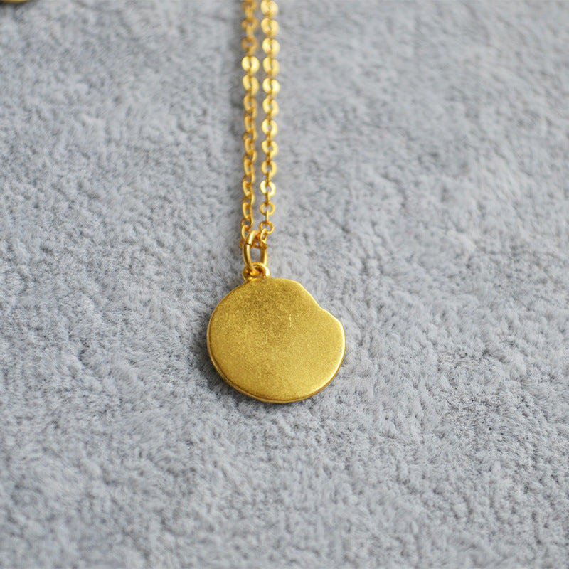 Niche Retro Golden Constellation Embossed Pattern Necklaces