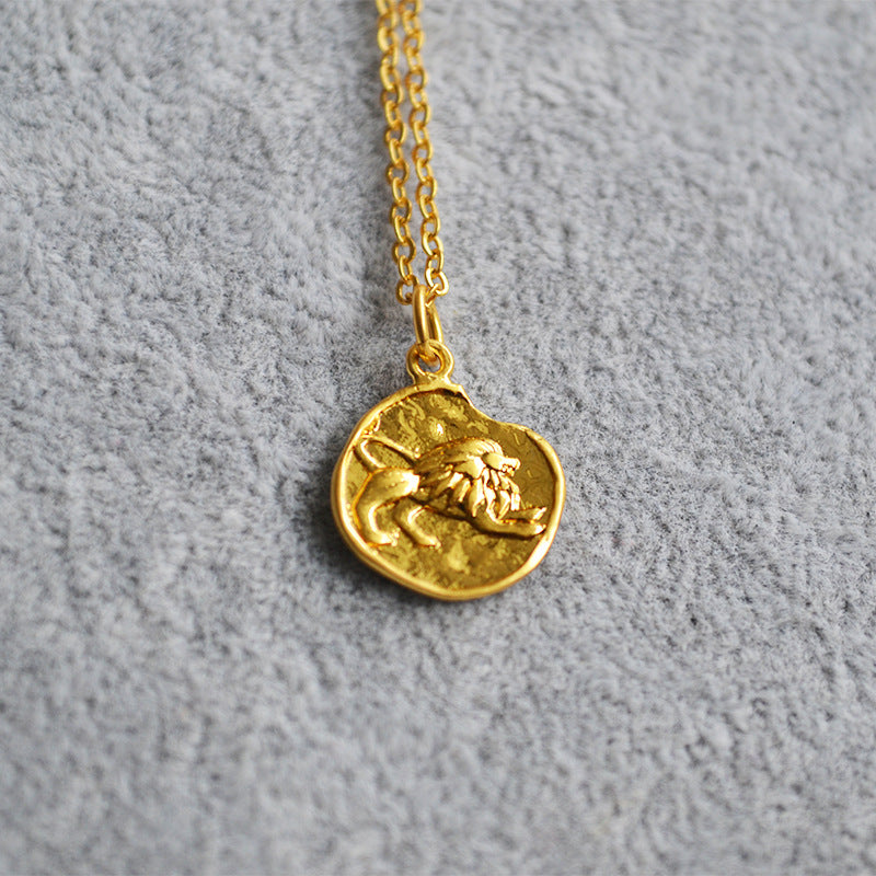 Niche Retro Golden Constellation Embossed Pattern Necklaces