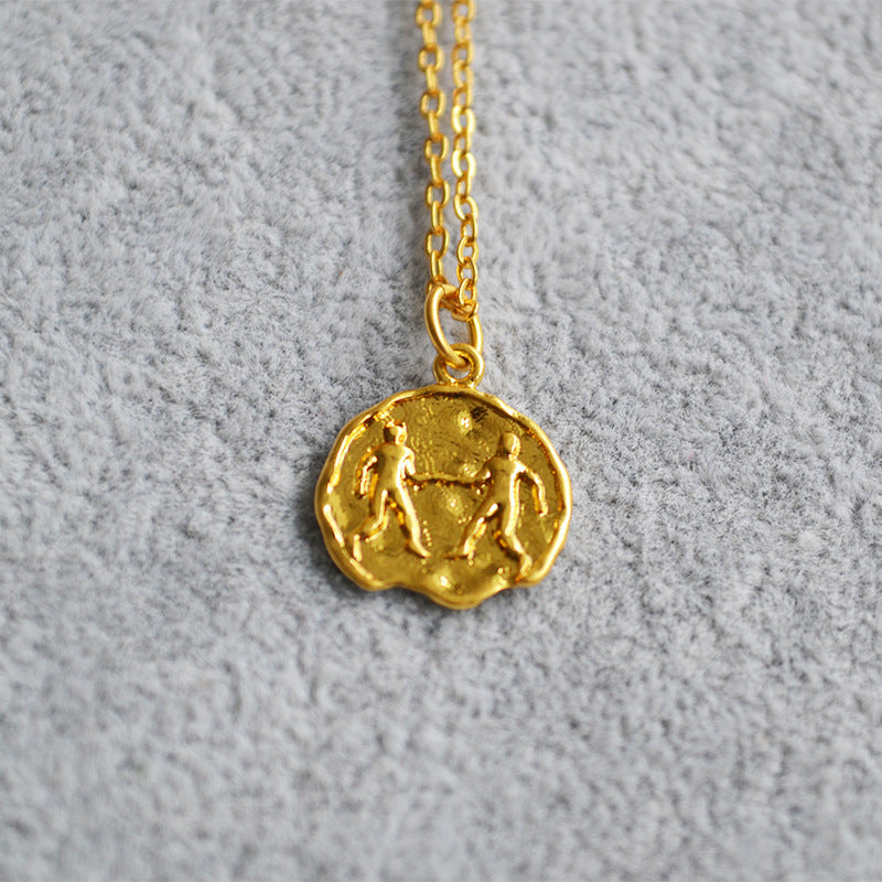 Niche Retro Golden Constellation Embossed Pattern Necklaces