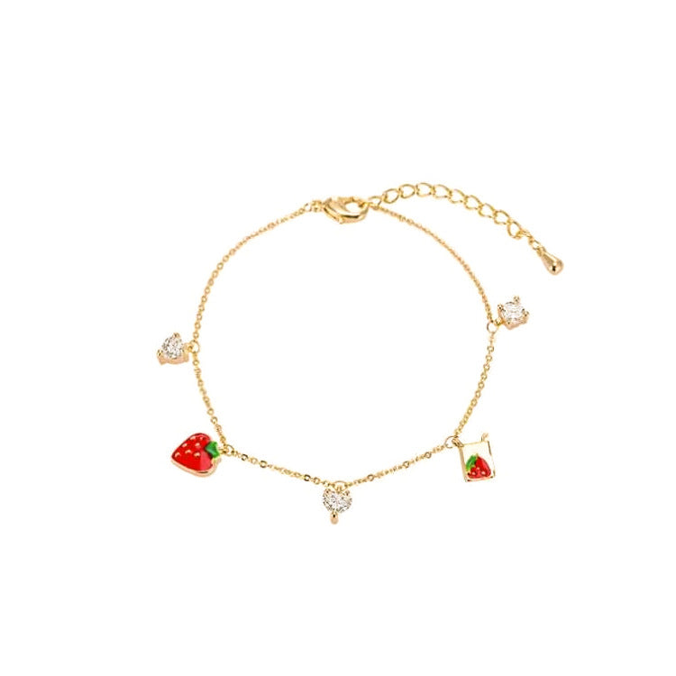 Korean Style Simple Strawberry Sweet Loving Heart Bracelet