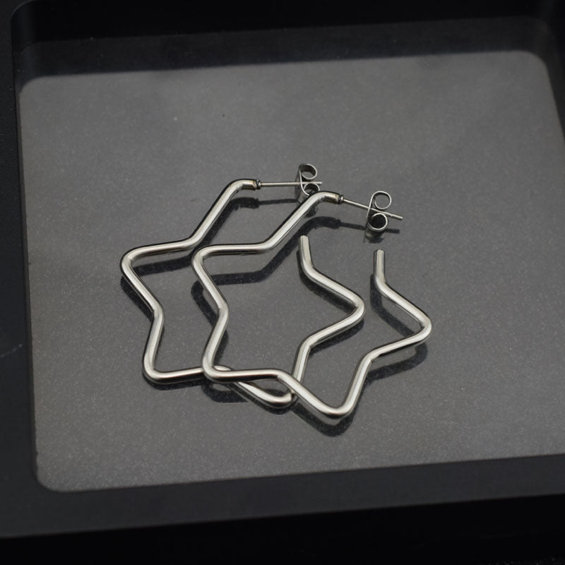 Love Five-star Square Ear Cold Wind Rings