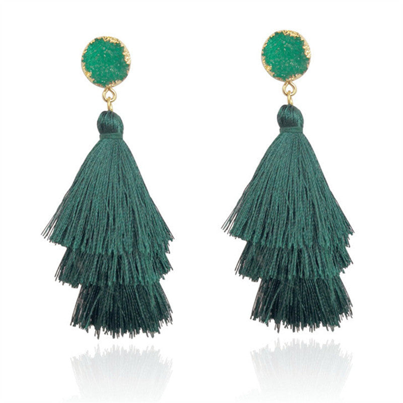 Hand-woven Long Tassel Female Temperament Personalized Earrings