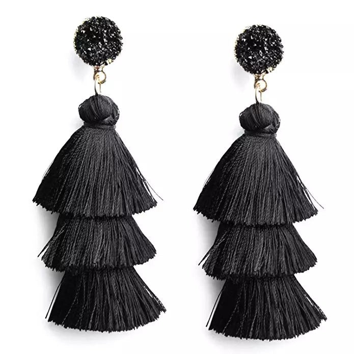 Hand-woven Long Tassel Female Temperament Personalized Earrings