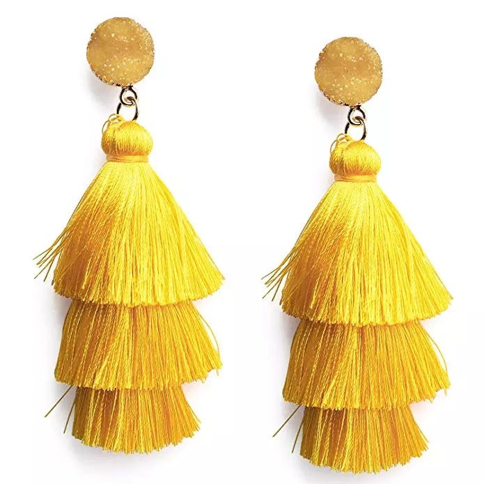 Hand-woven Long Tassel Female Temperament Personalized Earrings
