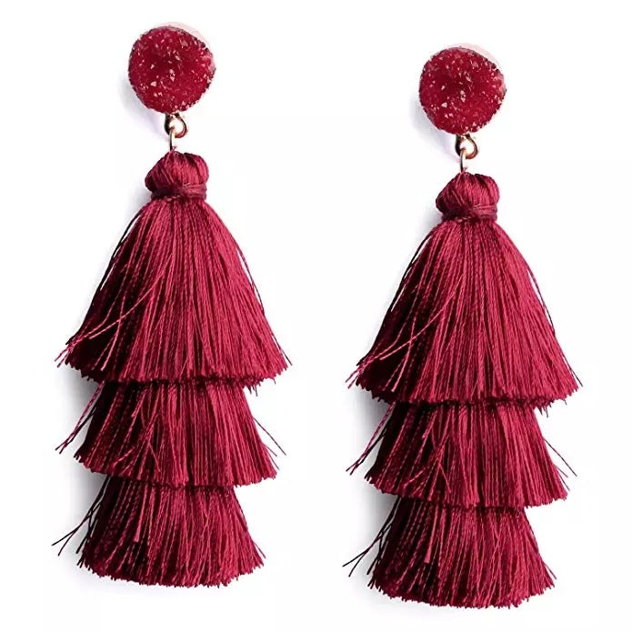 Hand-woven Long Tassel Female Temperament Personalized Earrings