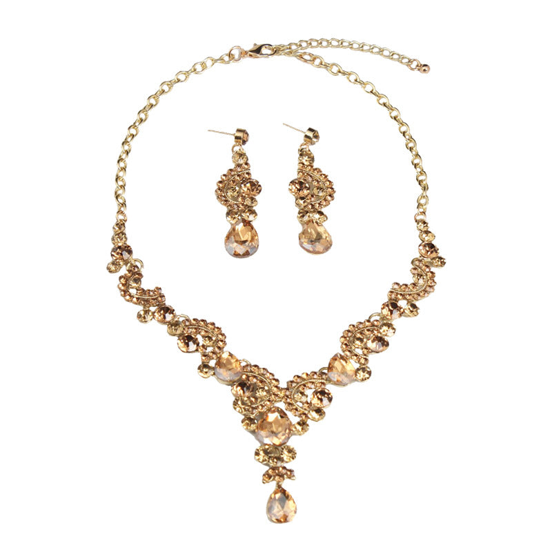 Women's Crystal Simplicity Gem Suite Dress Bride Necklaces