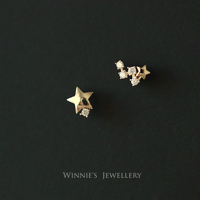 Across Sterling Sier Gold Plated Asymmetric Design Mini Stud Earrings