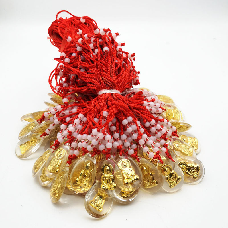 Buddha Gold Dollar Crystal Inlaid Stall Temple Pendants