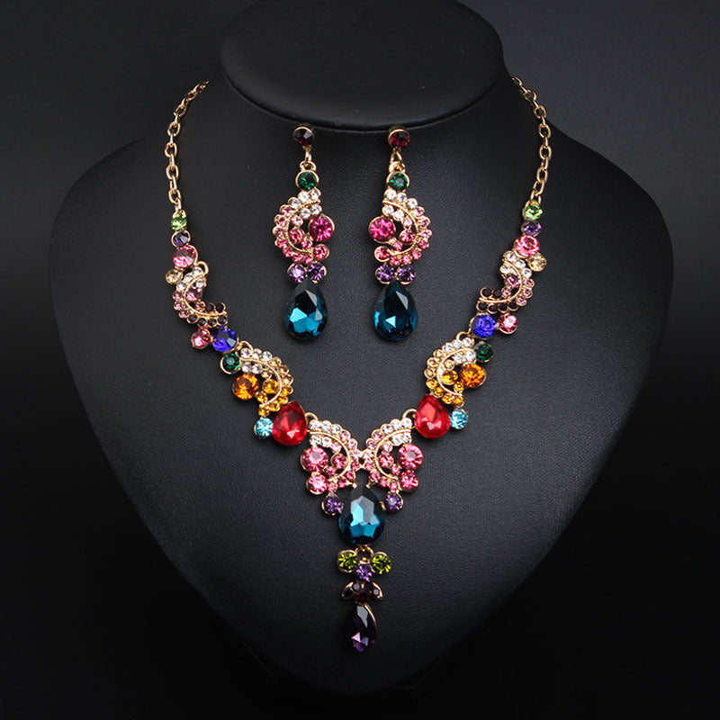 Women's Crystal Simplicity Gem Suite Dress Bride Necklaces