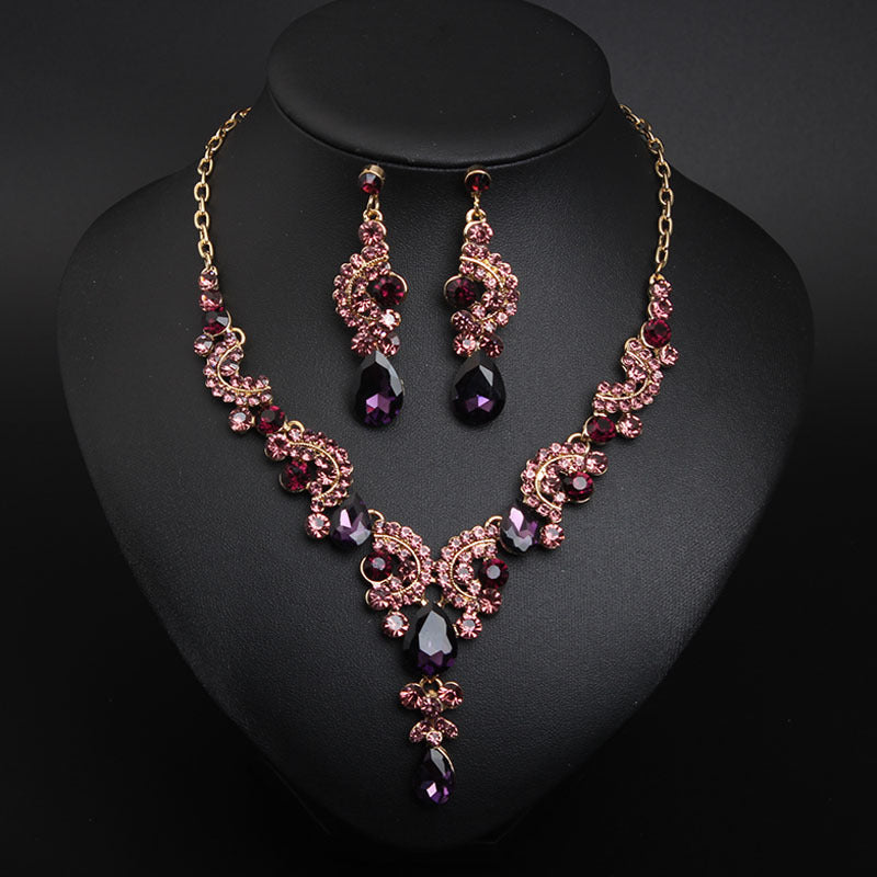 Women's Crystal Simplicity Gem Suite Dress Bride Necklaces