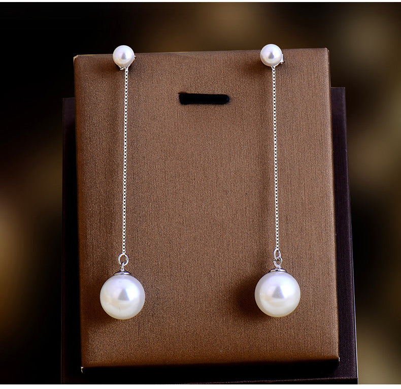 Sterling Sier Long Fringed Pearl Beautiful Earrings