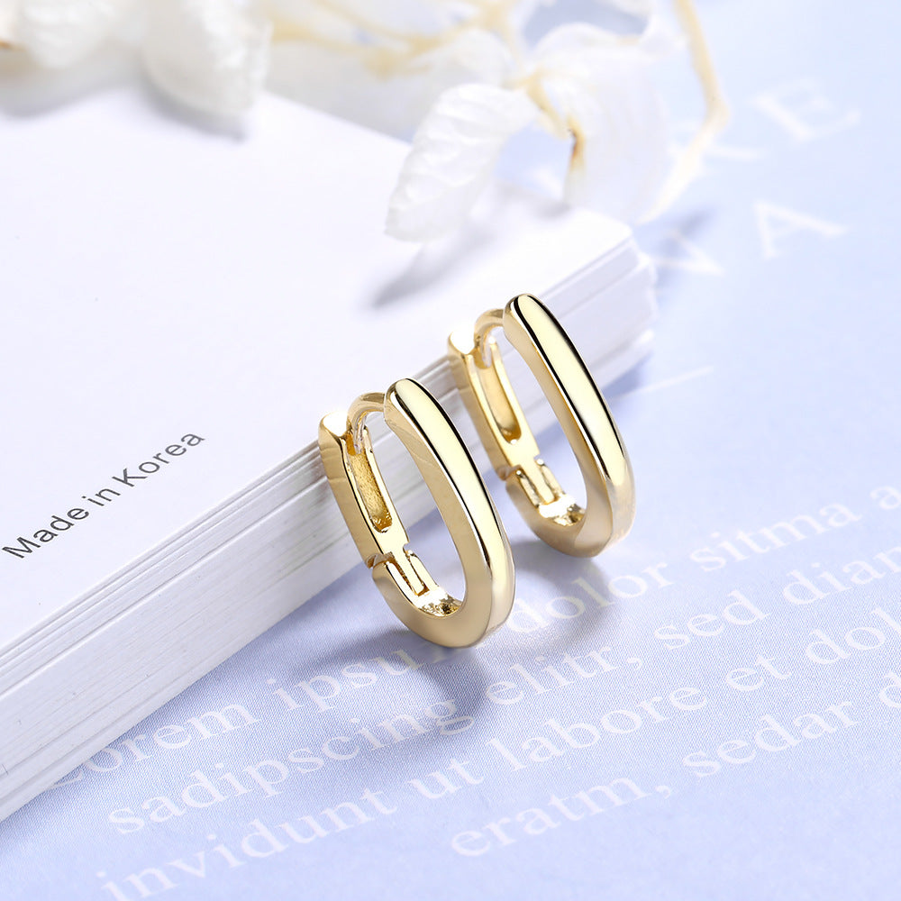 Women's Clip Korean Fashion Geometry Pattern Oval Simple Temperament Ear Buckle