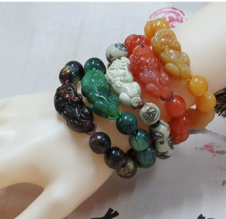 Resin Imitation Flower Topaz Beads Jade Bracelet