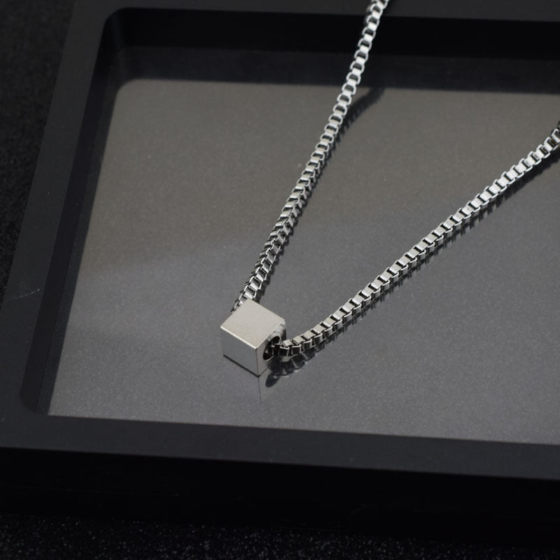 Women's & Men's Titanium Steel Square Personality Necklace
