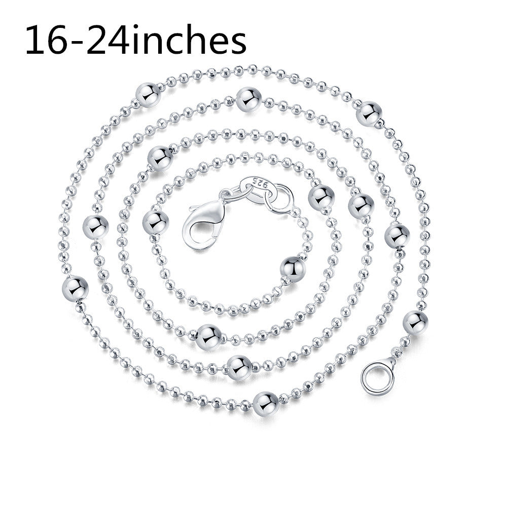 Sier Plated Bead Sweater Chain Korean Necklaces