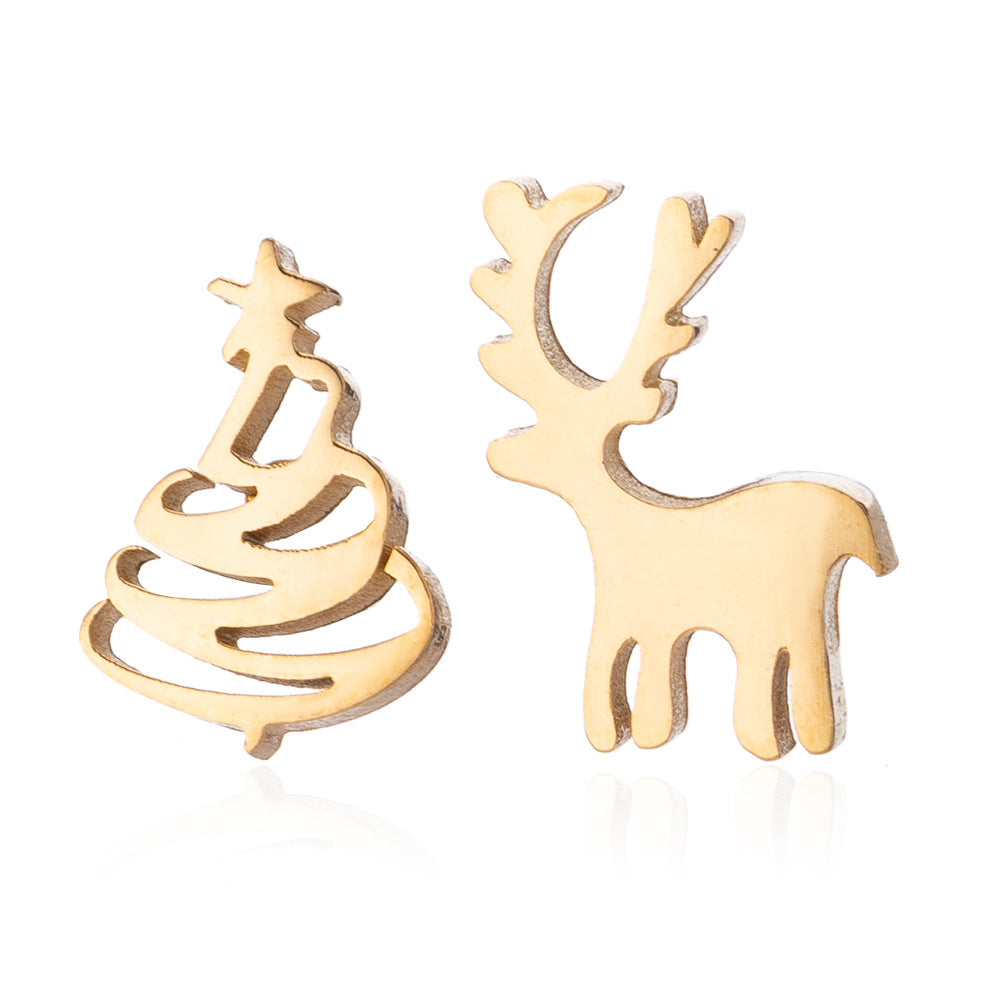 Fashion Simple Stainless Steel Christmas Tree Earrings