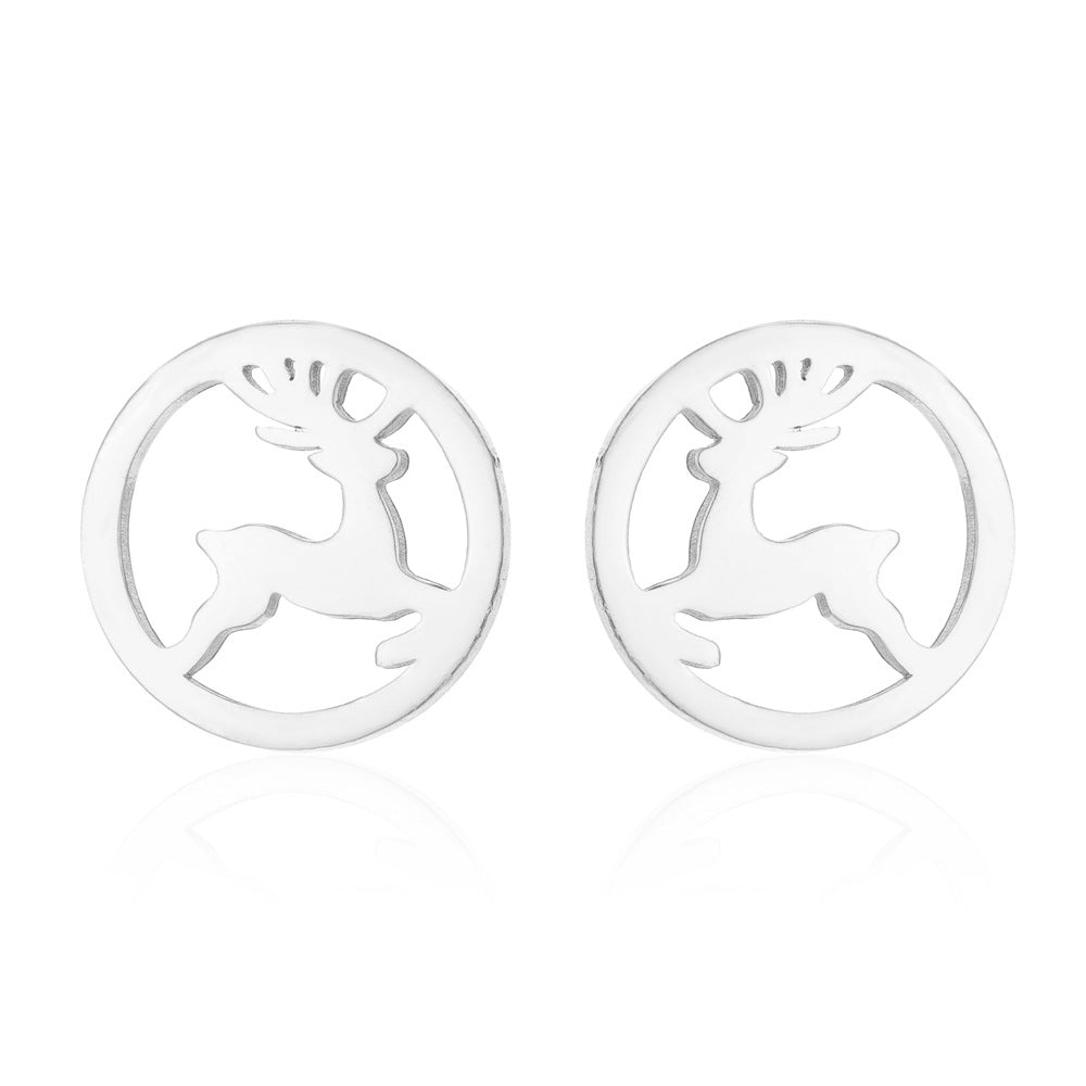 Fashion Simple Stainless Steel Christmas Tree Earrings