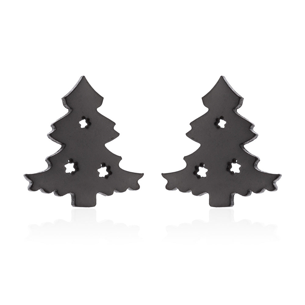 Fashion Simple Stainless Steel Christmas Tree Earrings