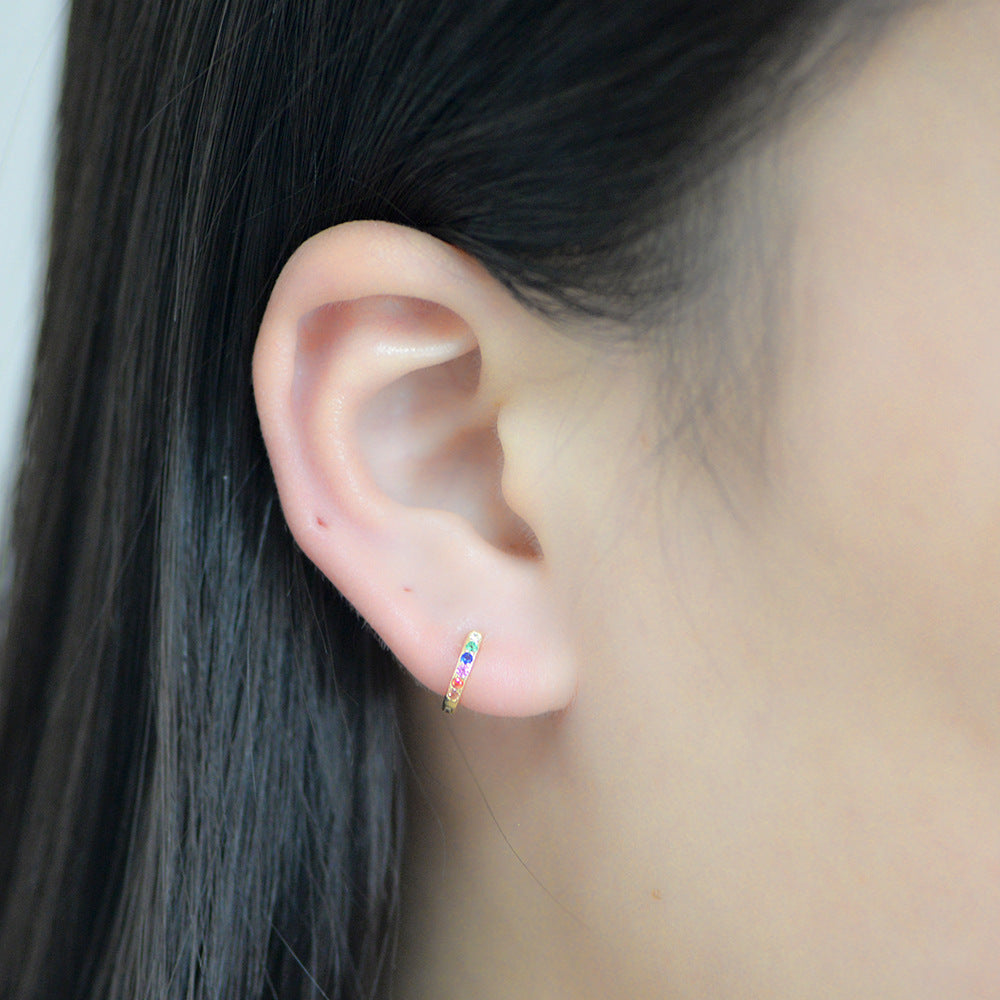 Women's Sier Round Color Zircon For Special Interest Earrings