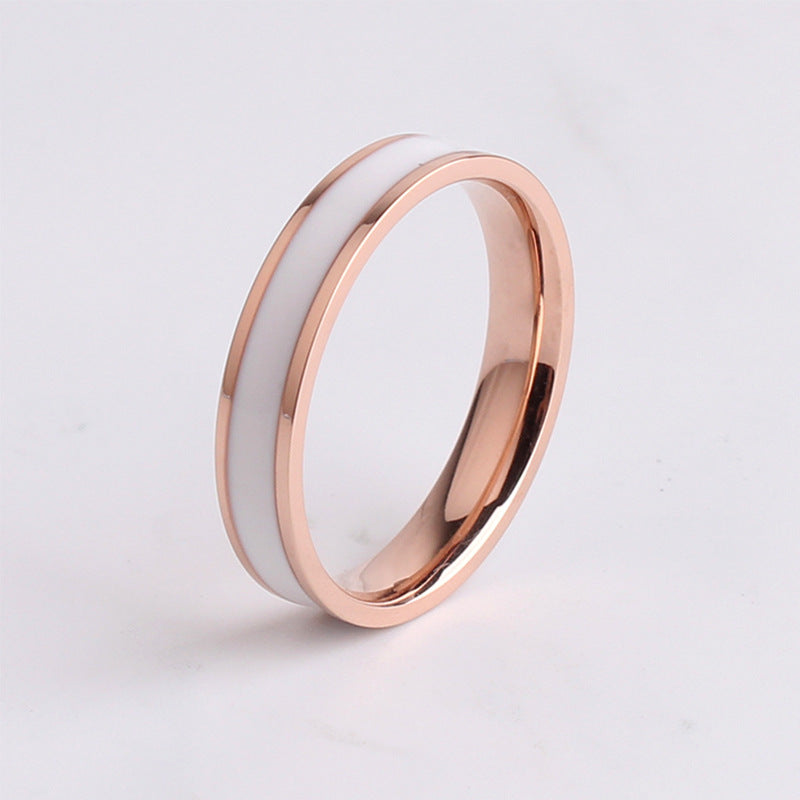 Fashion Personality Black White Epoxy Cold Wind Index Finger Female Ring
