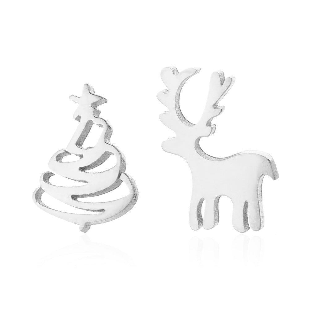 Fashion Simple Stainless Steel Christmas Tree Earrings