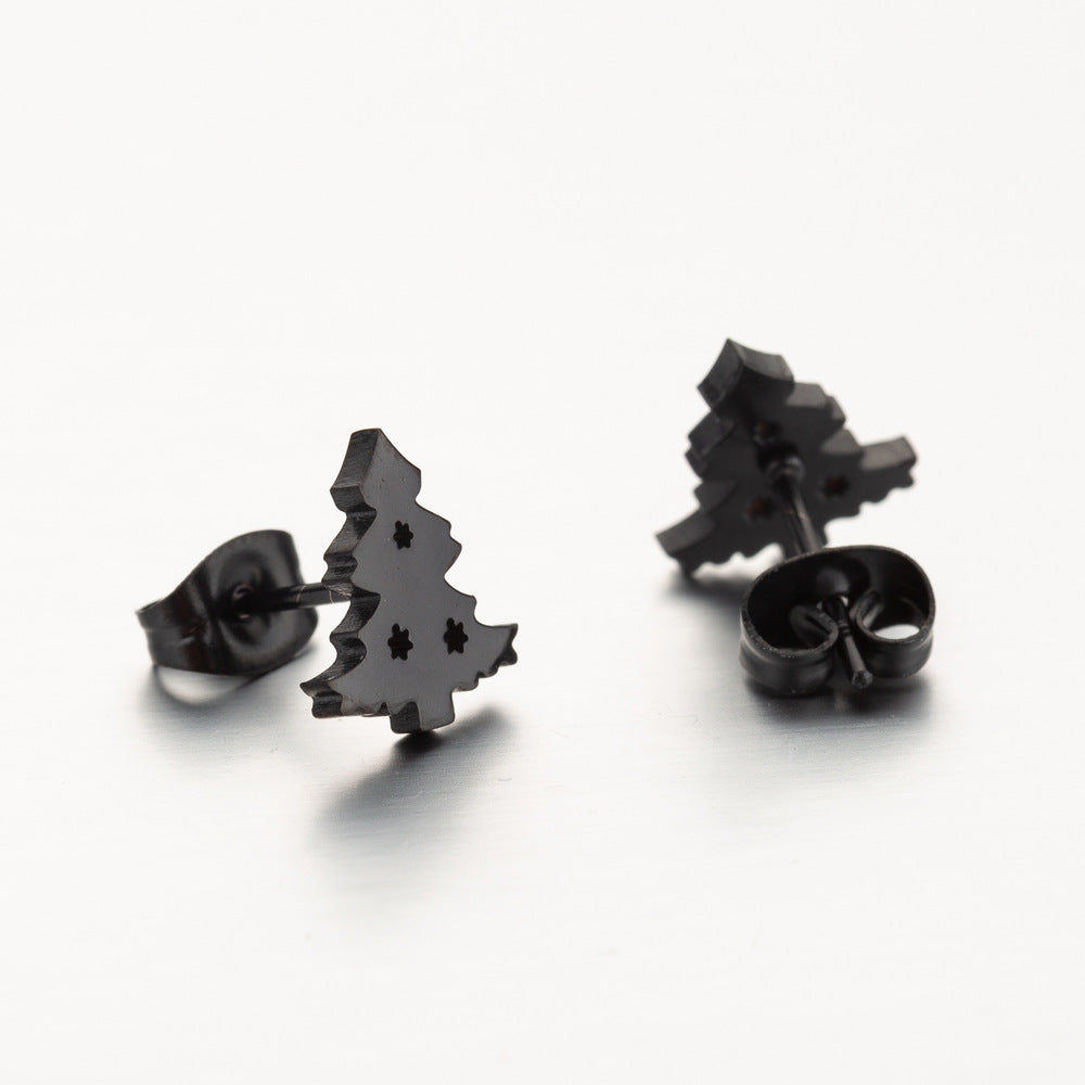 Fashion Simple Stainless Steel Christmas Tree Earrings