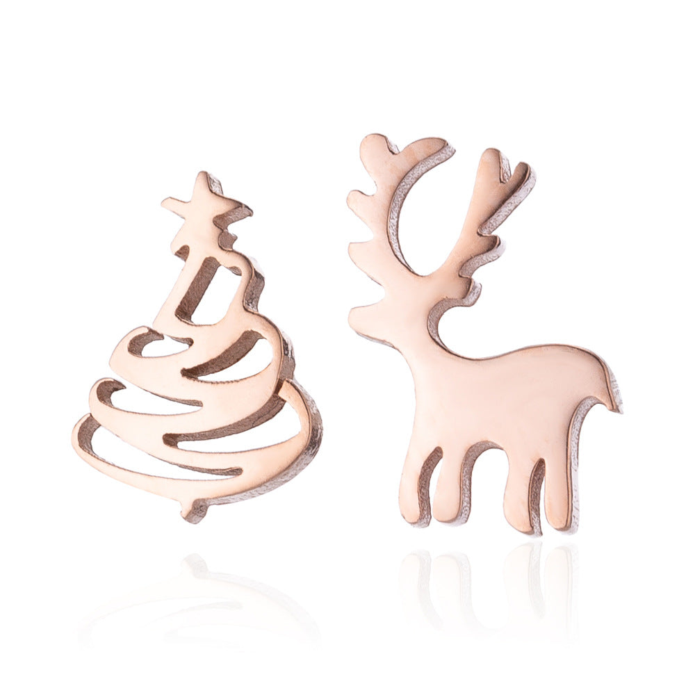 Fashion Simple Stainless Steel Christmas Tree Earrings