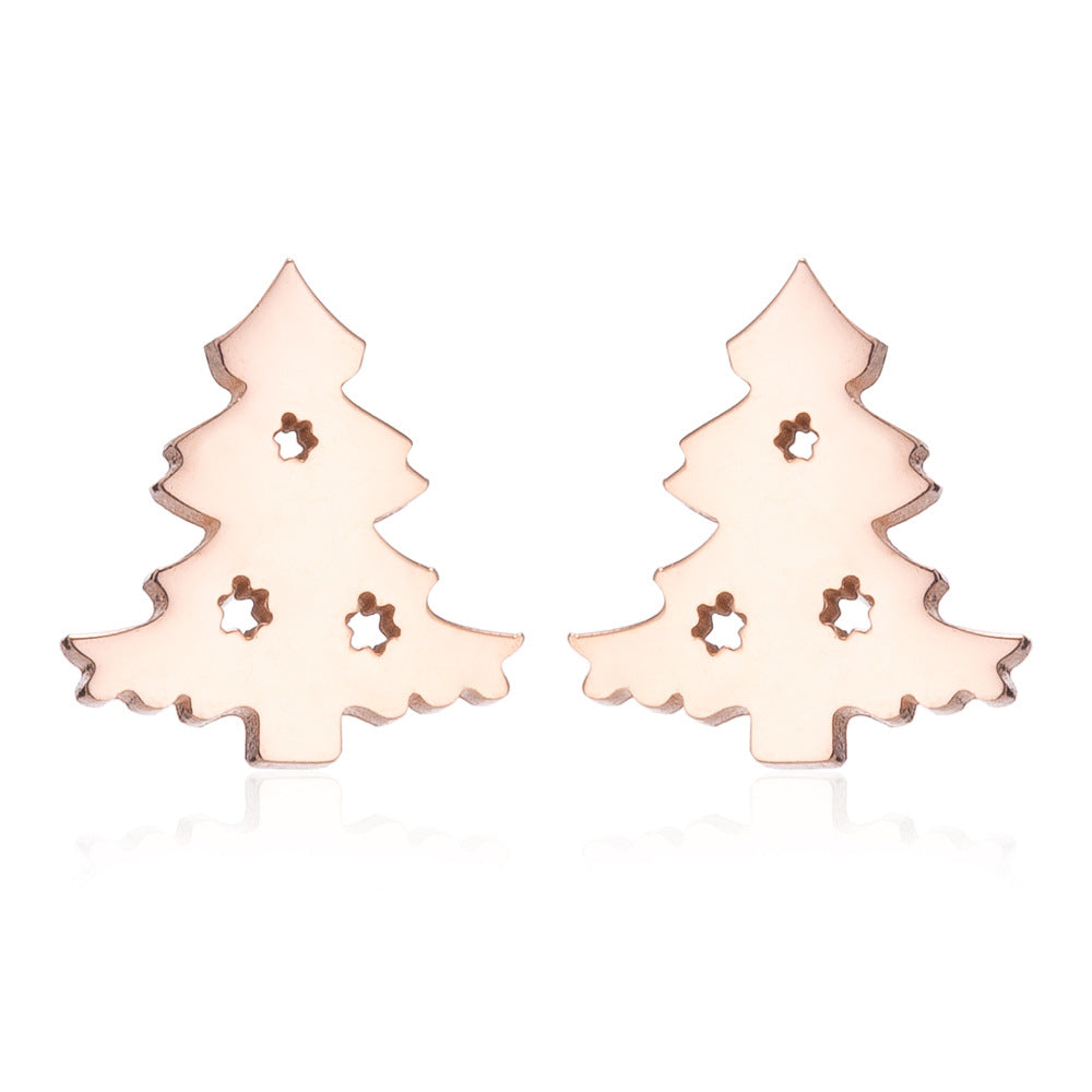 Fashion Simple Stainless Steel Christmas Tree Earrings