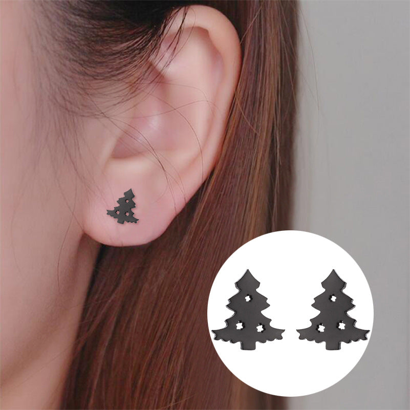 Fashion Simple Stainless Steel Christmas Tree Earrings