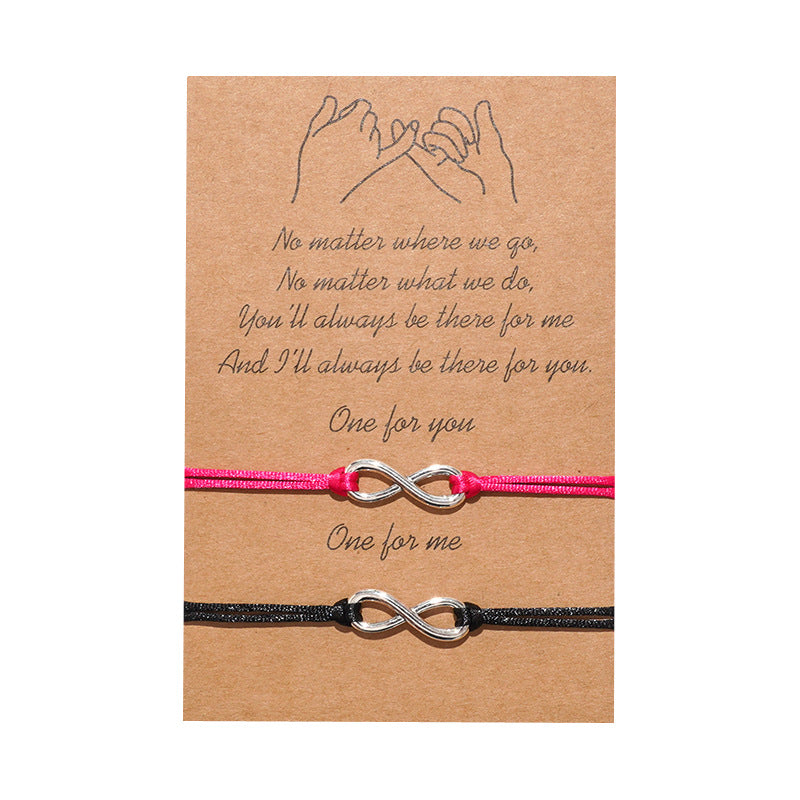 Simple Alloy Words Hand-woven Adjustable Couple Bracelets