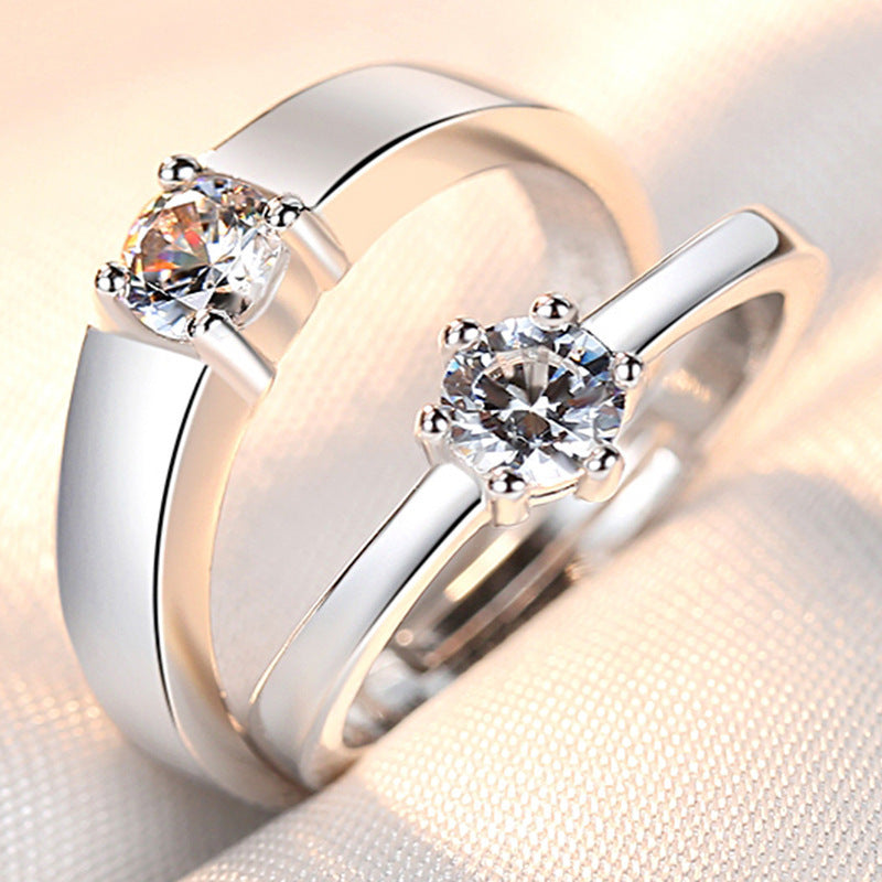 Jewelry Open Couple Female Korean Style Zircon Six Claw Rings